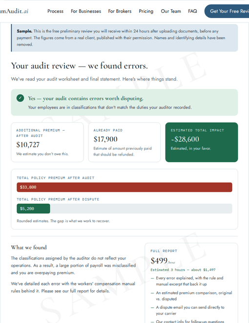 Sample preliminary review — preview